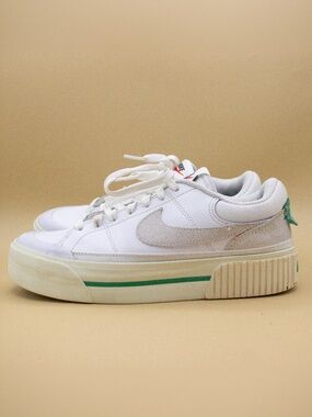 Nike Court Legacy Lift White Green Platform Shoes FJ5483-100 Women's Size 7.5